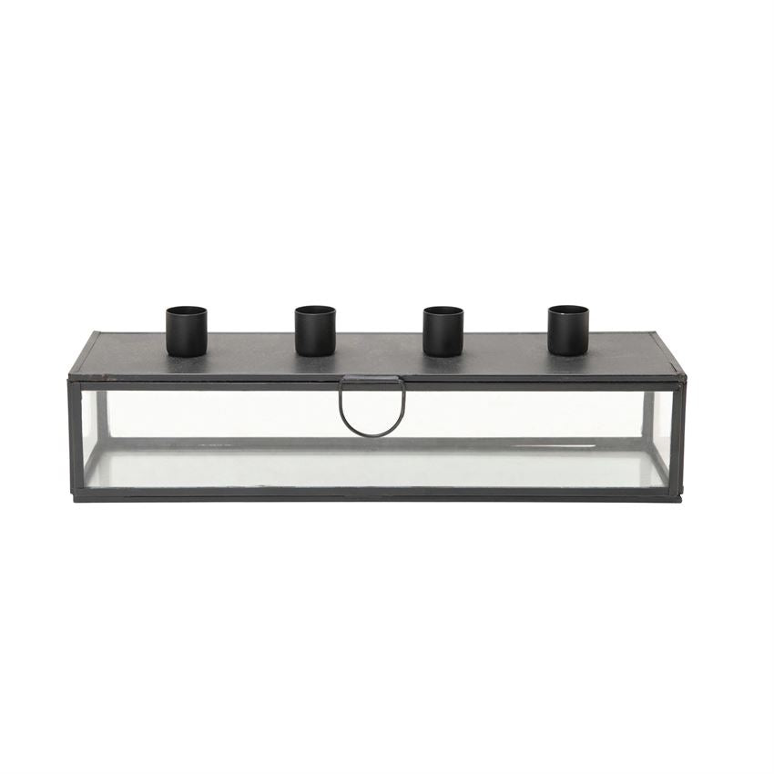 Metal and Glass Candle Holder/ Case