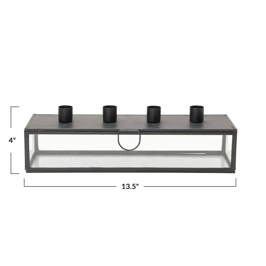 Metal and Glass Candle Holder/ Case
