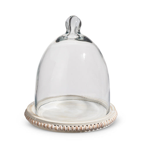 Whitewash Beaded Tray with Cloche