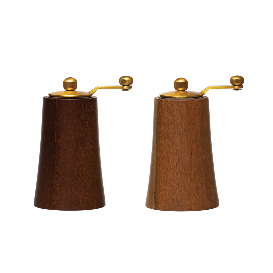 Acacia Wood and Stainless Steel Salt and Pepper Mills