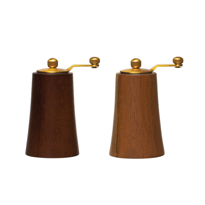 Acacia Wood and Stainless Steel Salt and Pepper Mills