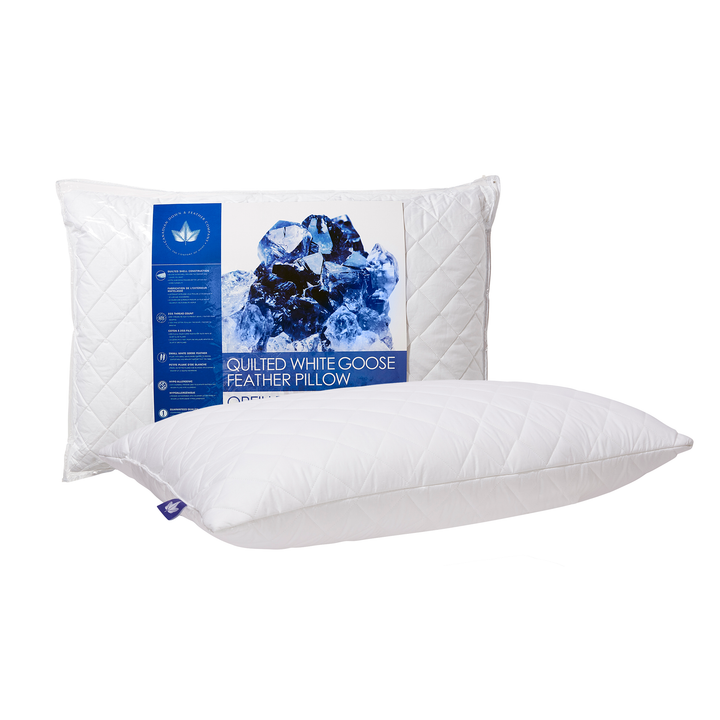 Quilted White Goose Feather Pillow