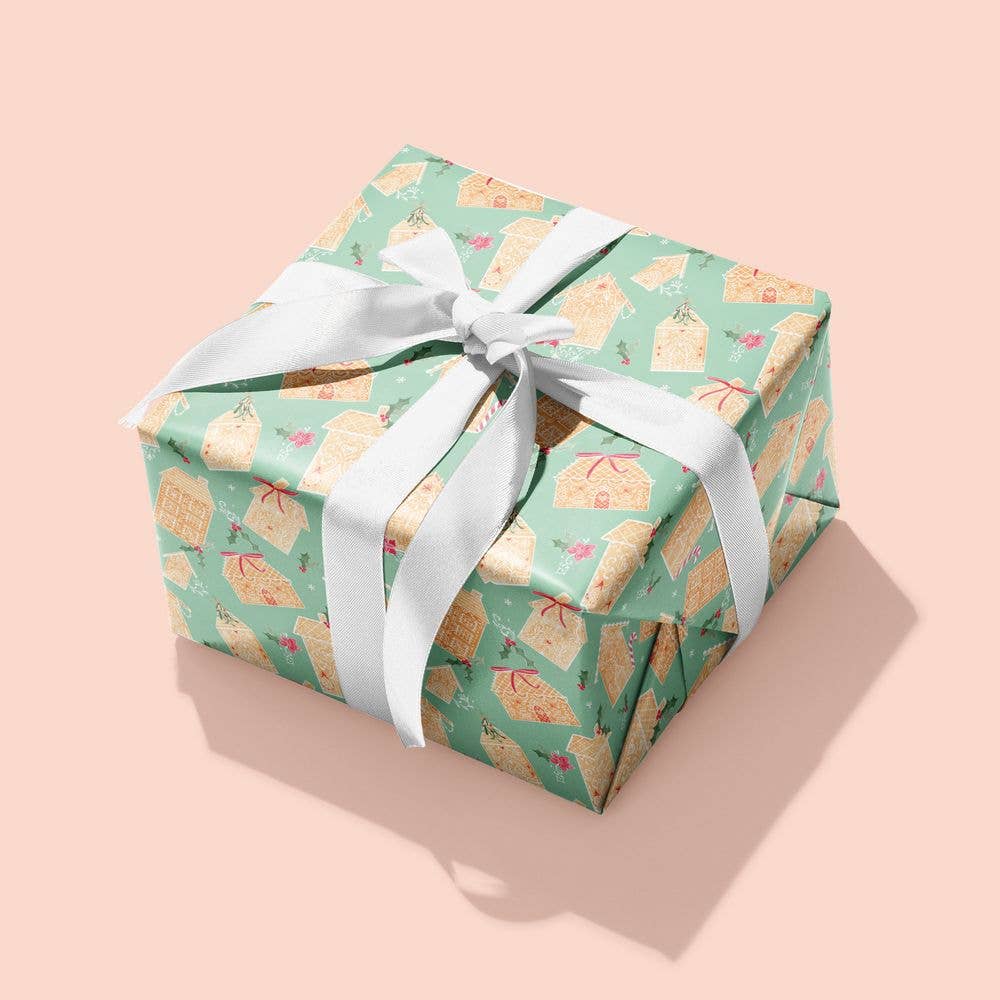 Green Gingerbread Land Christmas Gift Wrap