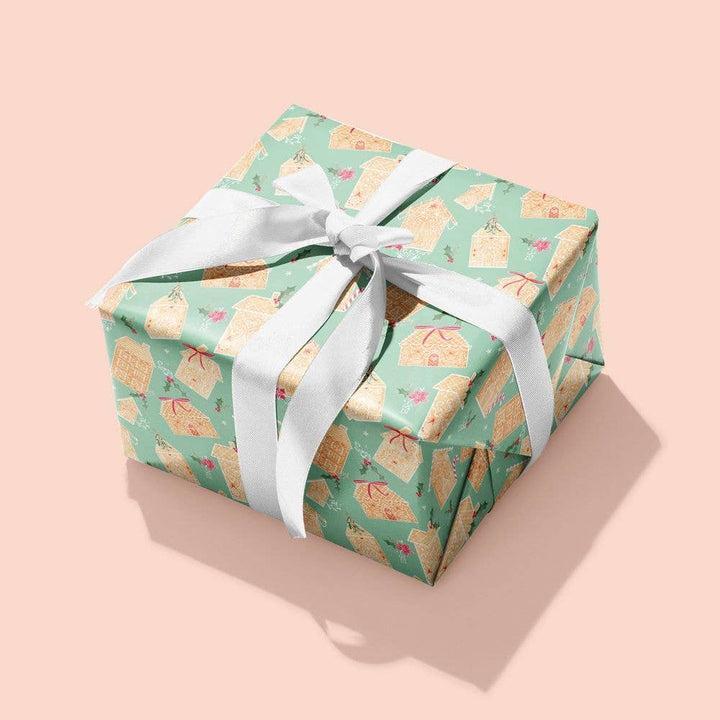 Green Gingerbread Land Christmas Gift Wrap