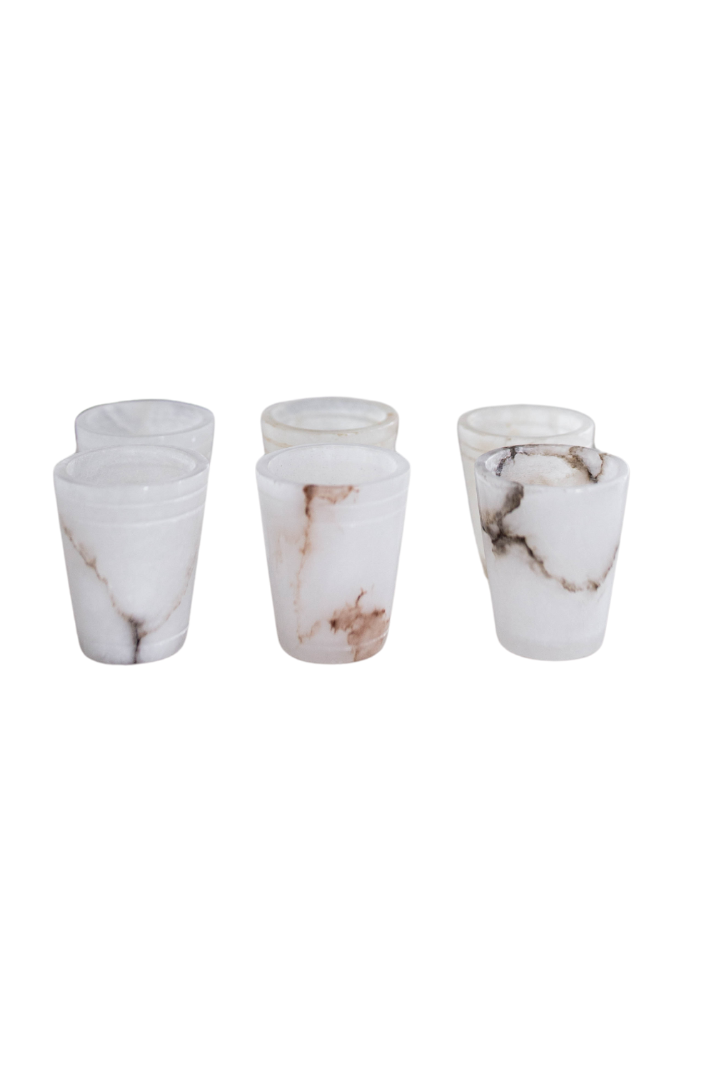 White Alabaster Shot Glasses Set