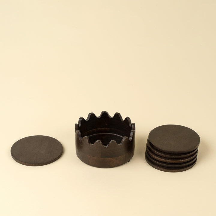 Wooden Coasters in Scalloped Box