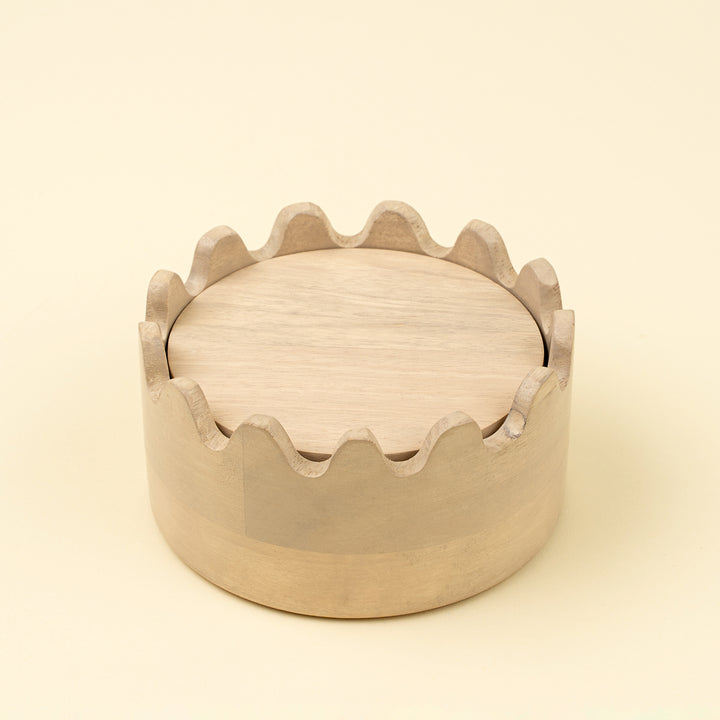 Wooden Coasters in Scalloped Box