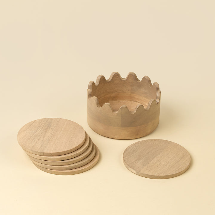 Wooden Coasters in Scalloped Box