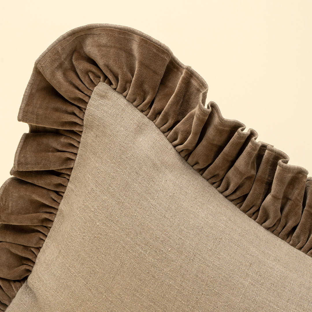 Velvet Ruffle Linen Pillow