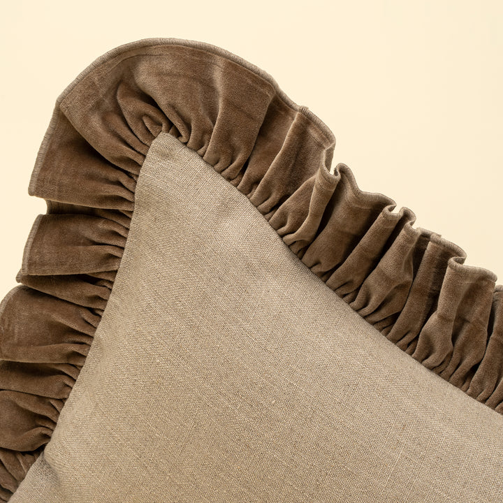 Velvet Ruffle Linen Pillow