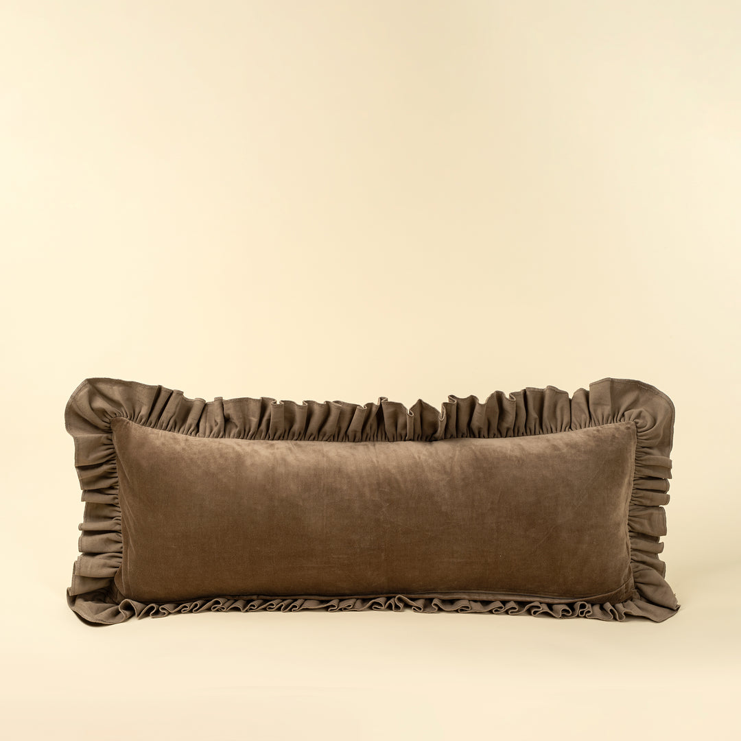 Velvet Ruffle Linen Pillow