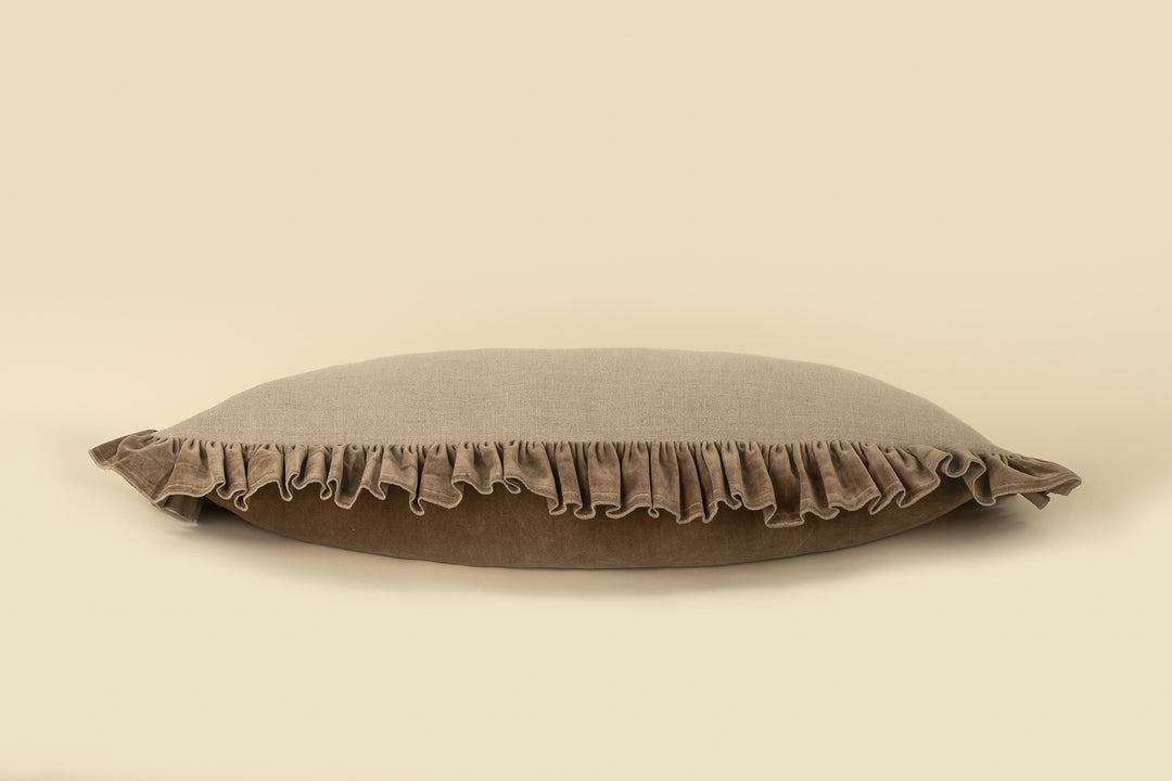 Velvet Ruffle Linen Pillow