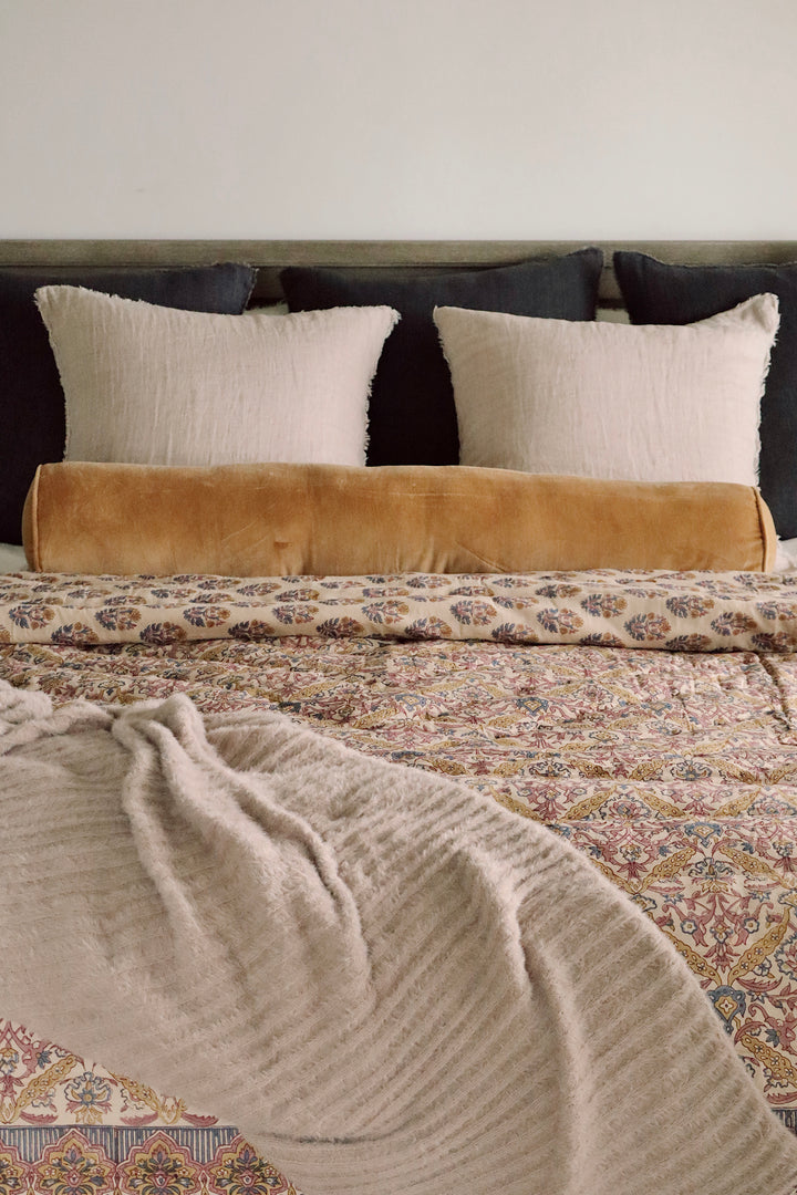 Velvet Long Bolster - Gold