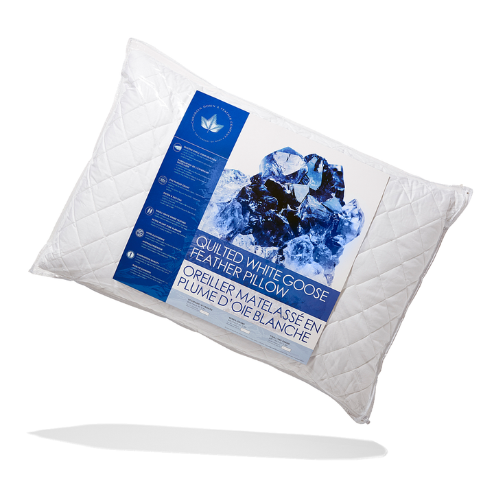 Quilted White Goose Feather Pillow