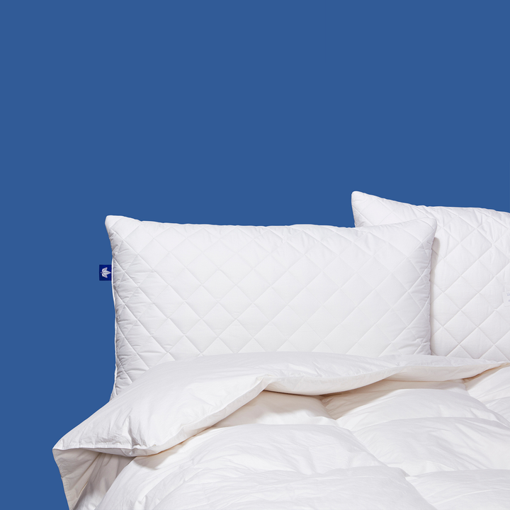 Quilted White Goose Feather Pillow