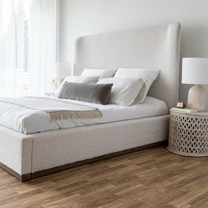 Faye Queen Bed - Off White
