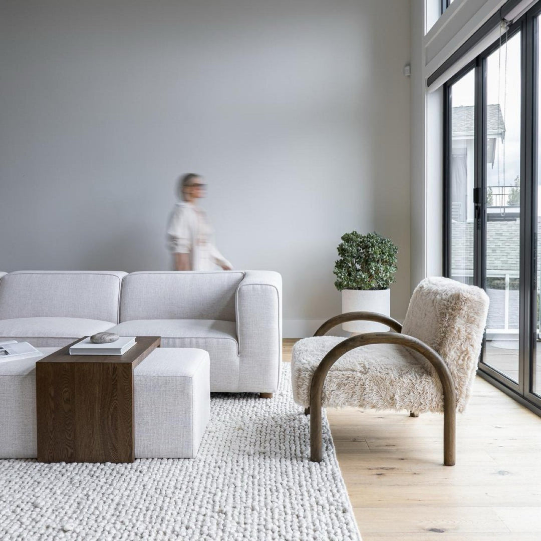 Forest Coffee Ottoman - Cream and Dark Brown