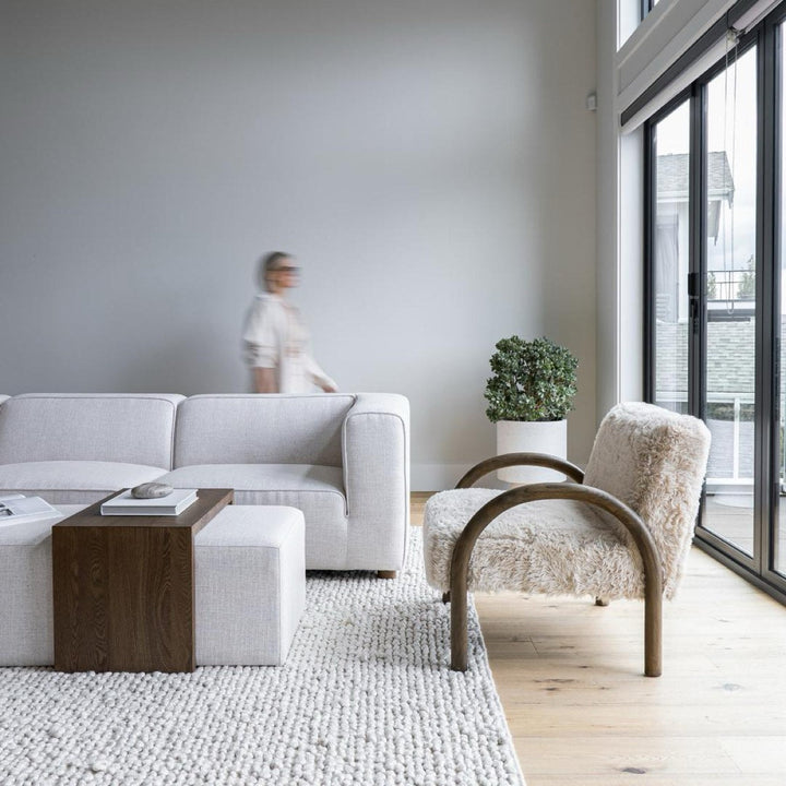 Forest Coffee Ottoman - Cream and Dark Brown