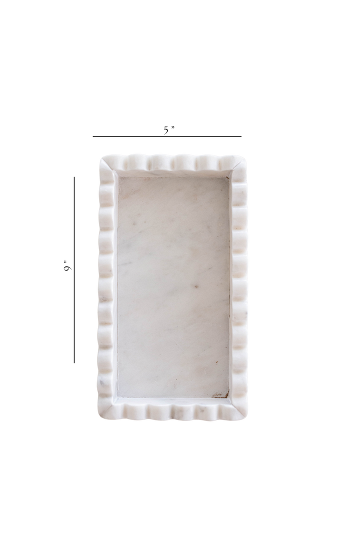 White Marble Scalloped Tray