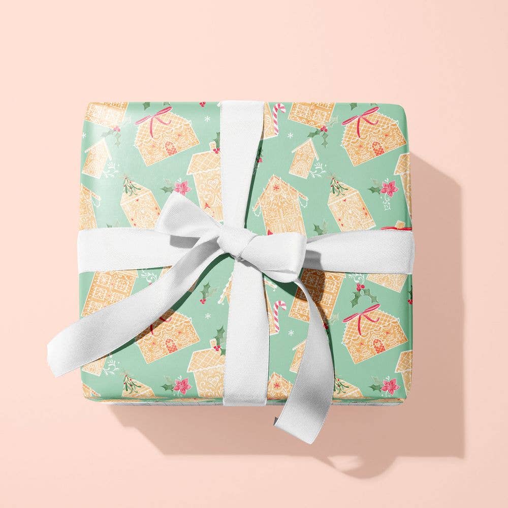 Green Gingerbread Land Christmas Gift Wrap
