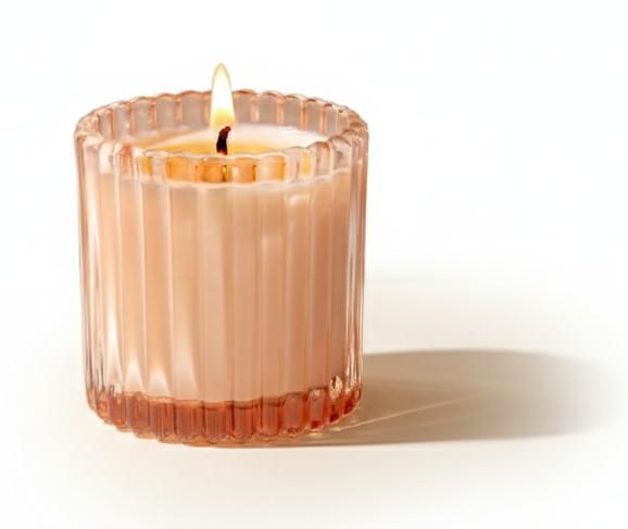 PINK RIBBED CANDLE - Black Cherry Merlot