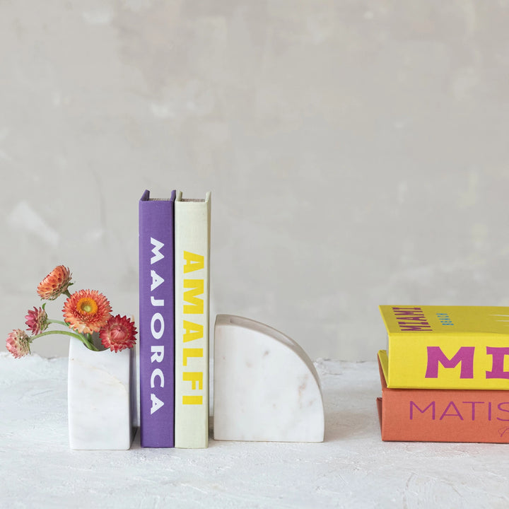Marble Bookends with Vase