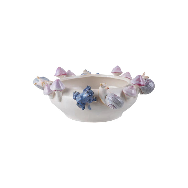 Stoneware Planter with Mushrooms
