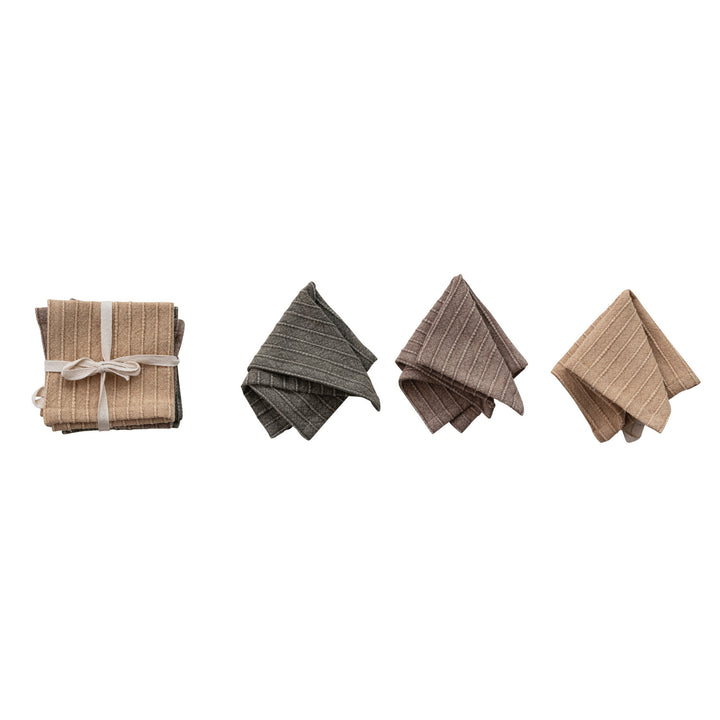 Stonewashed Cotton Striped Dish|Set of 3