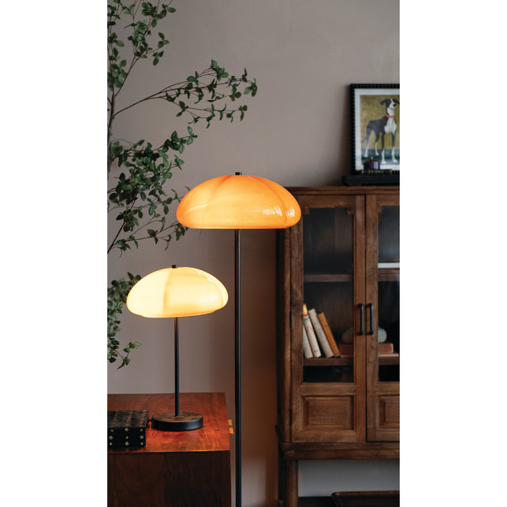 Metal and Amber Floor Lamp