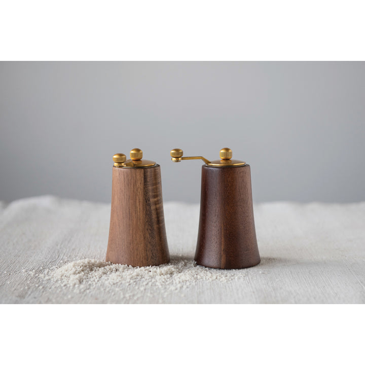 Acacia Wood and Stainless Steel Salt and Pepper Mills
